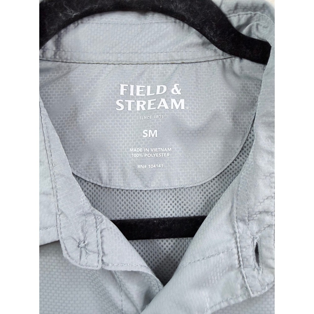 Mens Small Field & Stream Fishing Shirt Gray Short Sleeve Vented Utility Shirt